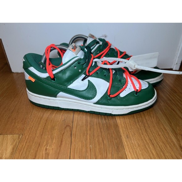 Nike Off-White Dunk Low Shoes Mens Size 7 Pine Green White Sneakers CT0856-100 main image 8